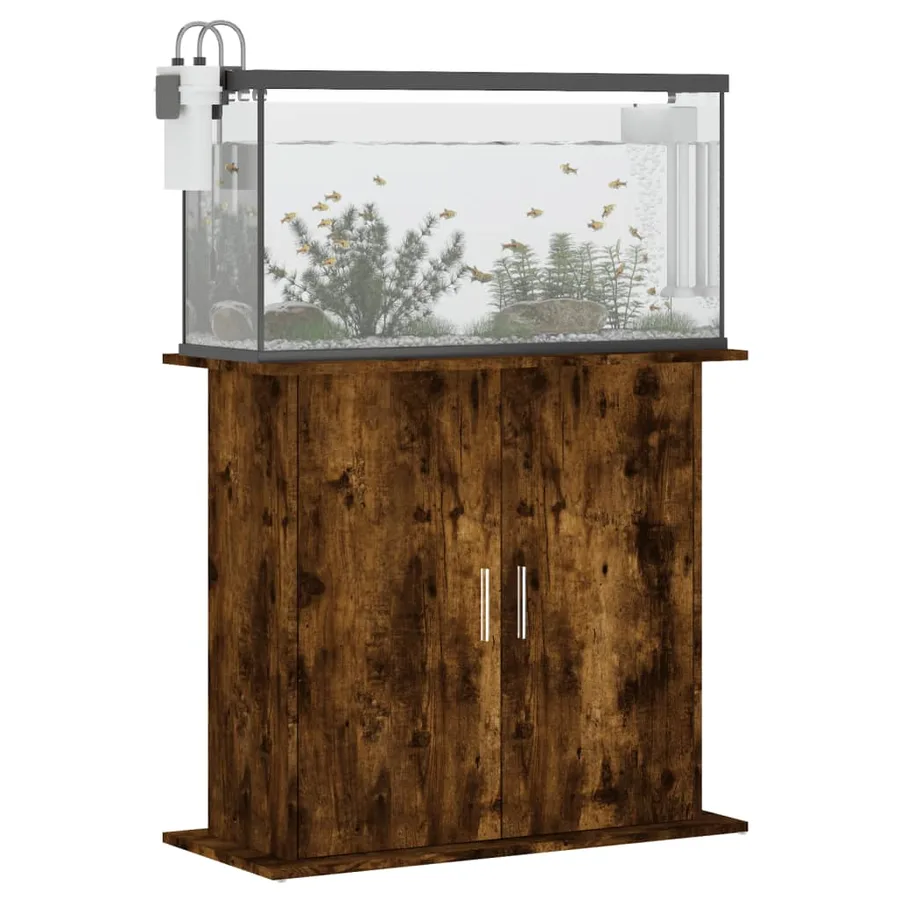 Support pour aquarium chêne fumé 81x36x73 cm bois d'ingénierie - 3
