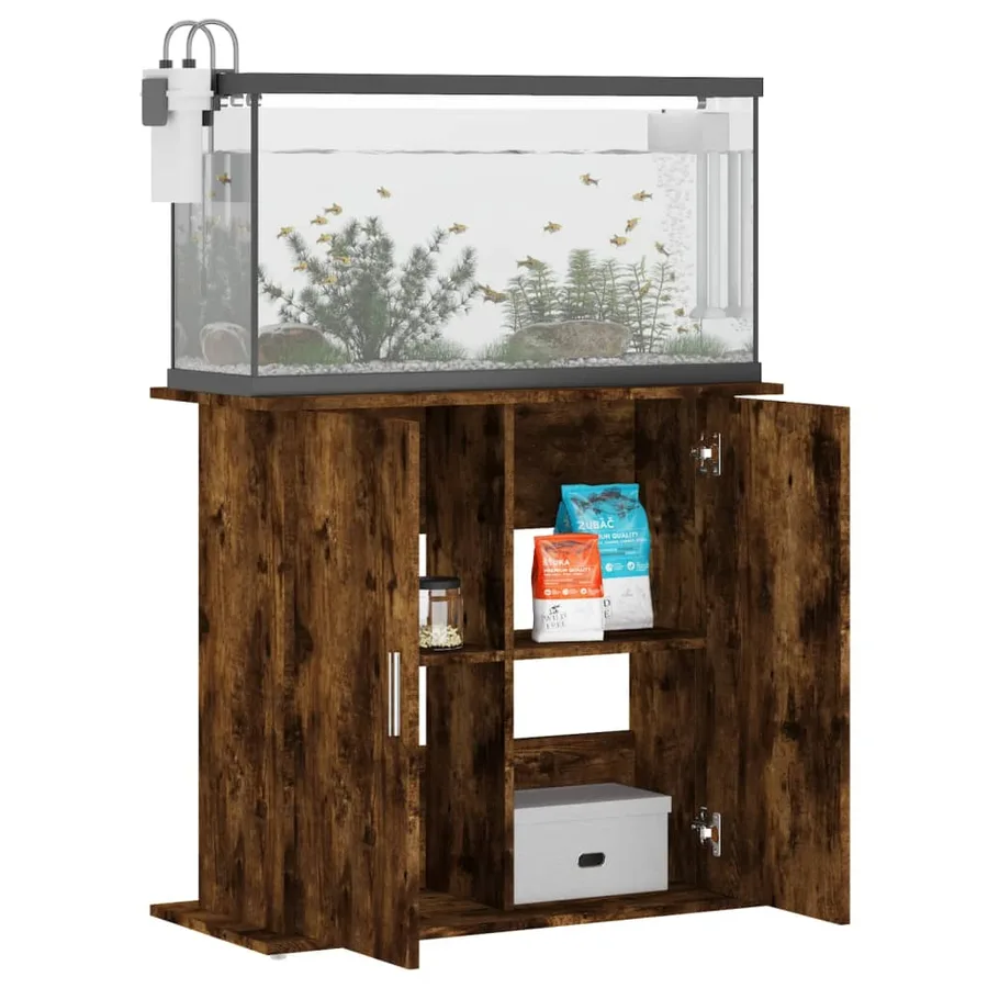 Support pour aquarium chêne fumé 81x36x73 cm bois d'ingénierie - 4