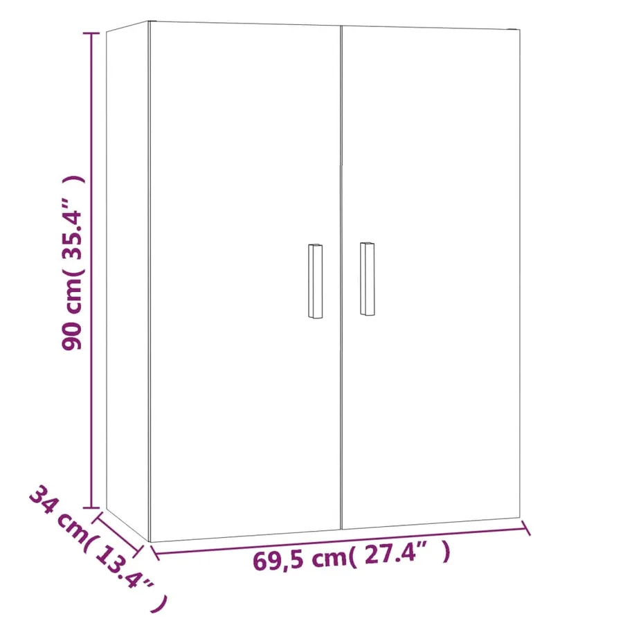 Armoire murale suspendue Chêne sonoma 69,5x34x90 cm - 11