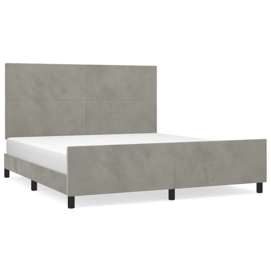 Cadre de lit sans matelas gris clair velours - 2