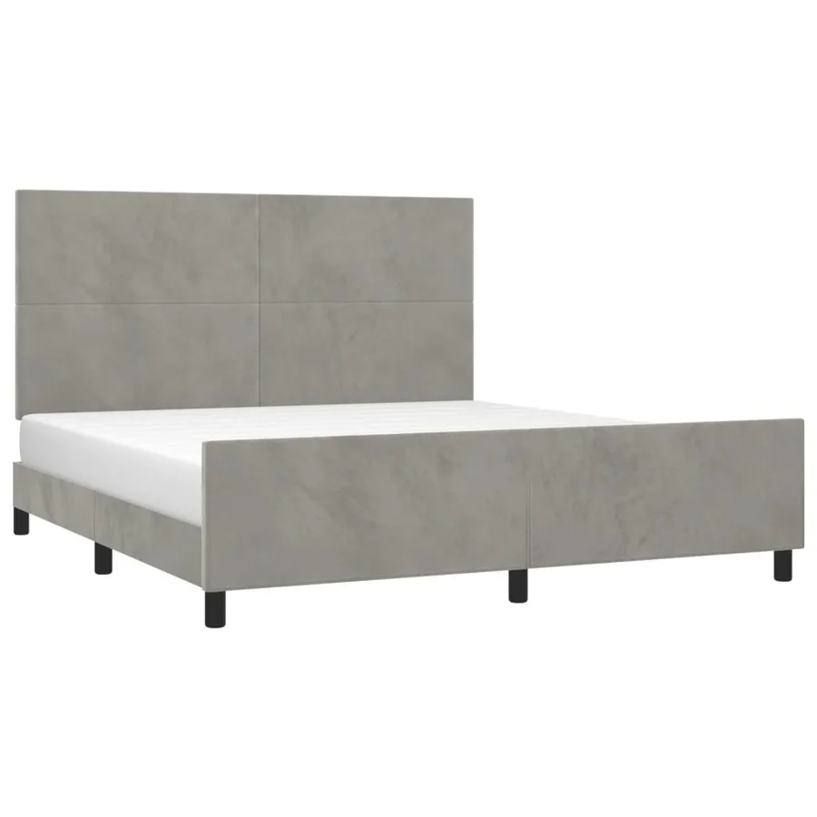 Cadre de lit sans matelas gris clair velours - 3