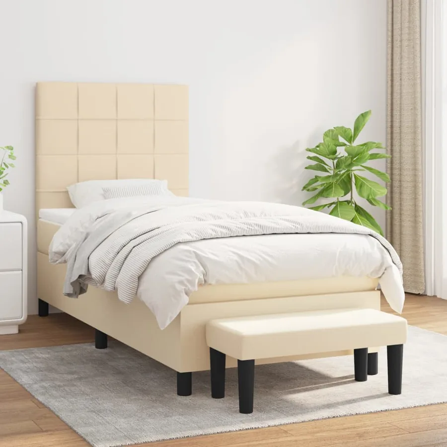 Sommier à lattes de lit avec matelas Crème 80x200 cm Tissu