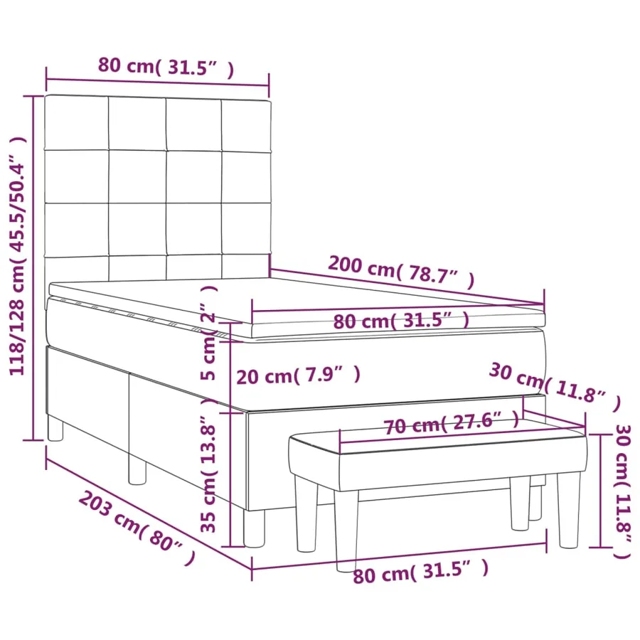 Sommier à lattes de lit avec matelas Crème 80x200 cm Tissu - 12