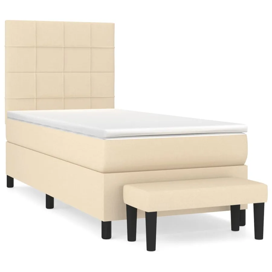 Sommier à lattes de lit avec matelas Crème 80x200 cm Tissu - 2