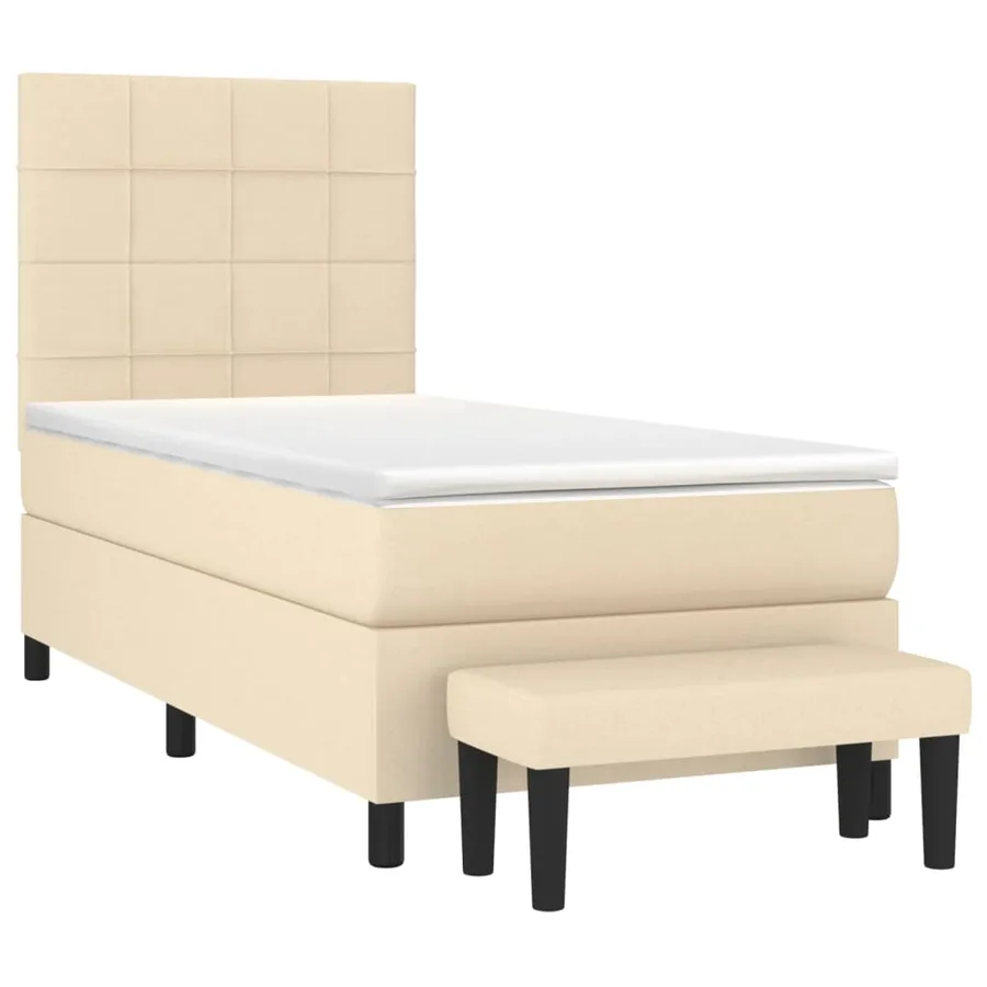 Sommier à lattes de lit avec matelas Crème 80x200 cm Tissu - 3