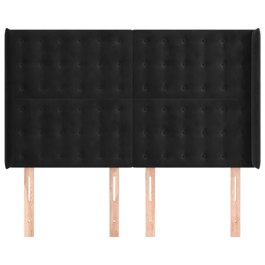 Tête de lit avec oreilles Noir 147x16x118/128 cm Velours - 3