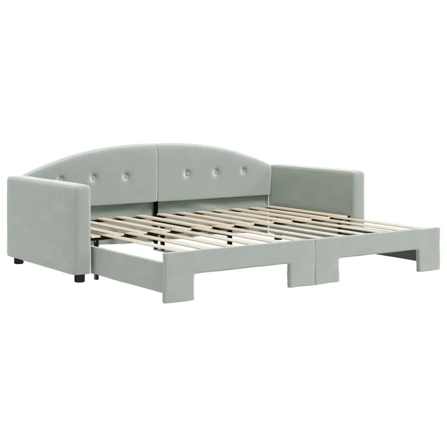 Lit de jour avec gigogne sans matelas gris clair 90x200 cm - 2