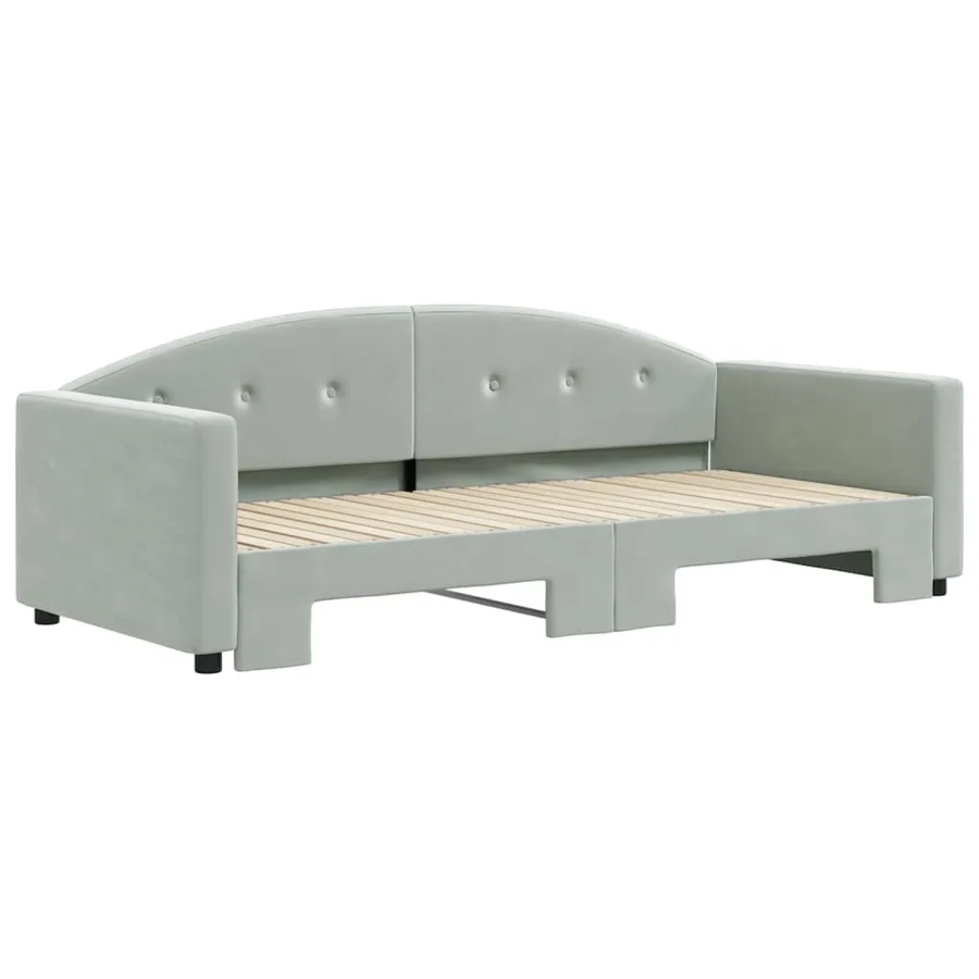 Lit de jour avec gigogne sans matelas gris clair 90x200 cm - 3