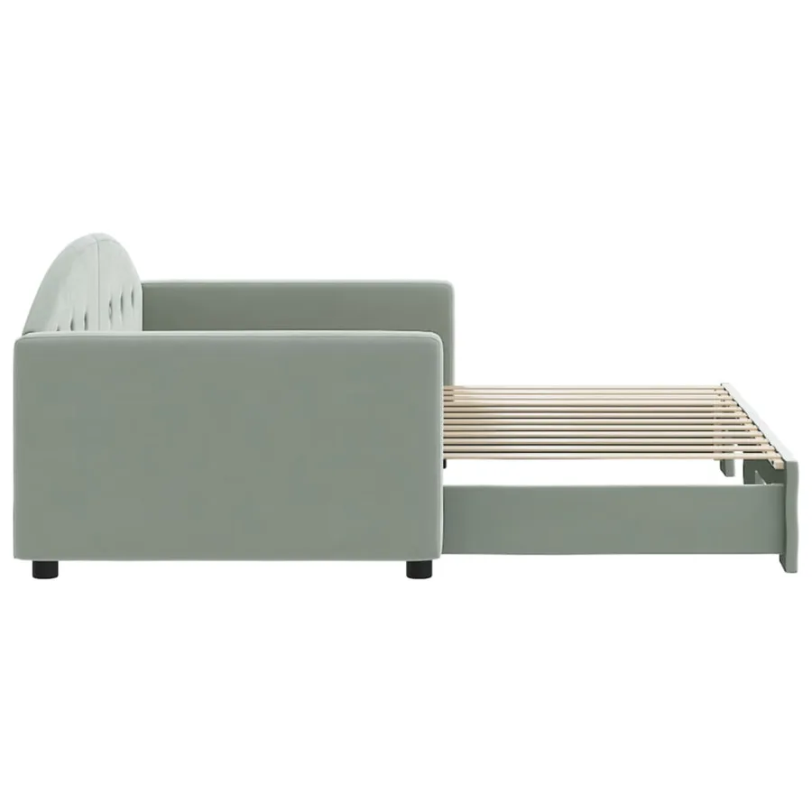 Lit de jour avec gigogne sans matelas gris clair 90x200 cm - 4