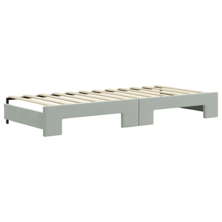 Lit de jour avec gigogne sans matelas gris clair 90x200 cm - 7