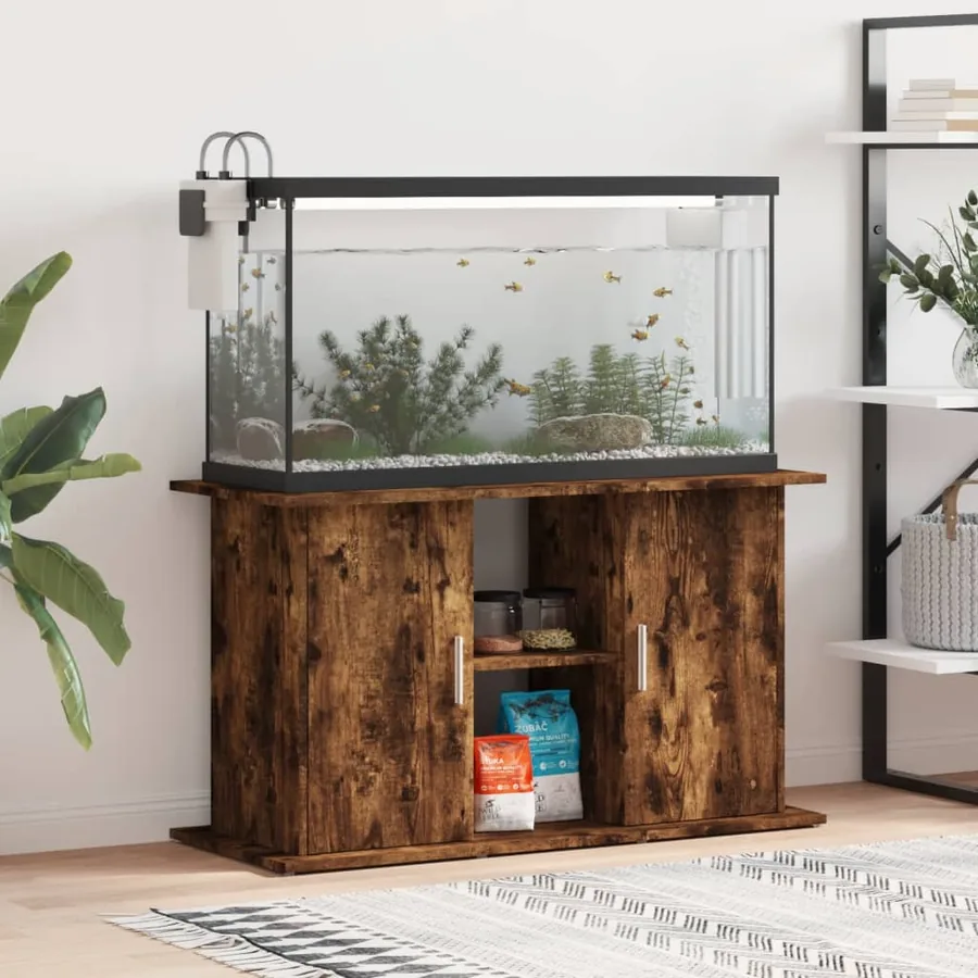 Support pour aquarium chêne fumé 101x41x58 cm bois d'ingénierie