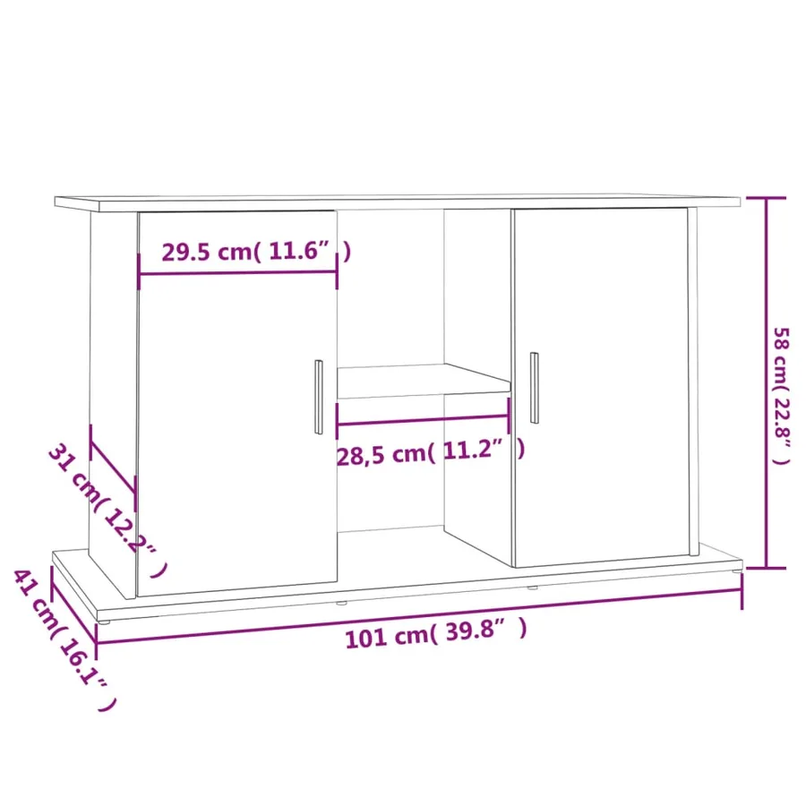 Support pour aquarium chêne fumé 101x41x58 cm bois d'ingénierie - 11