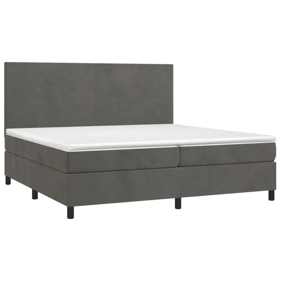 Sommier à lattes de lit et matelas Gris foncé 200x200cm Velours - 3