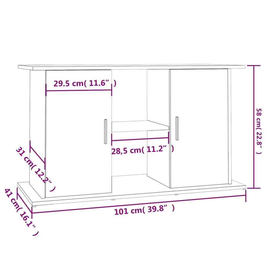 Support d'aquarium Chêne Sonoma 101x41x58 cm Bois d'ingénierie - 11