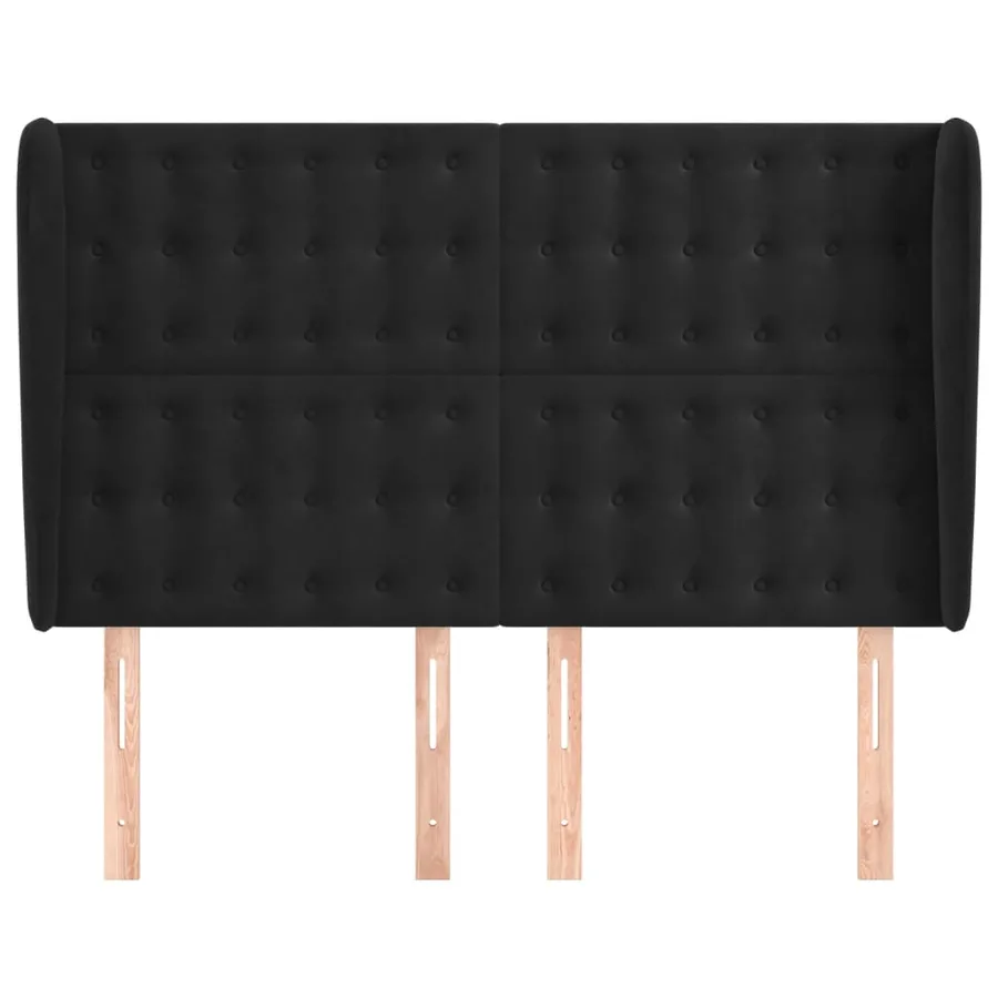 Tête de lit avec oreilles Noir 147x23x118/128 cm Velours - 3