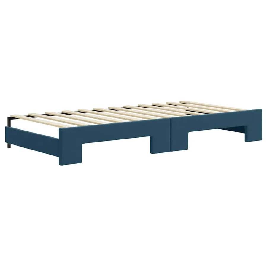 Lit de jour avec lit gigogne et matelas bleu 90x200 cm velours - 5