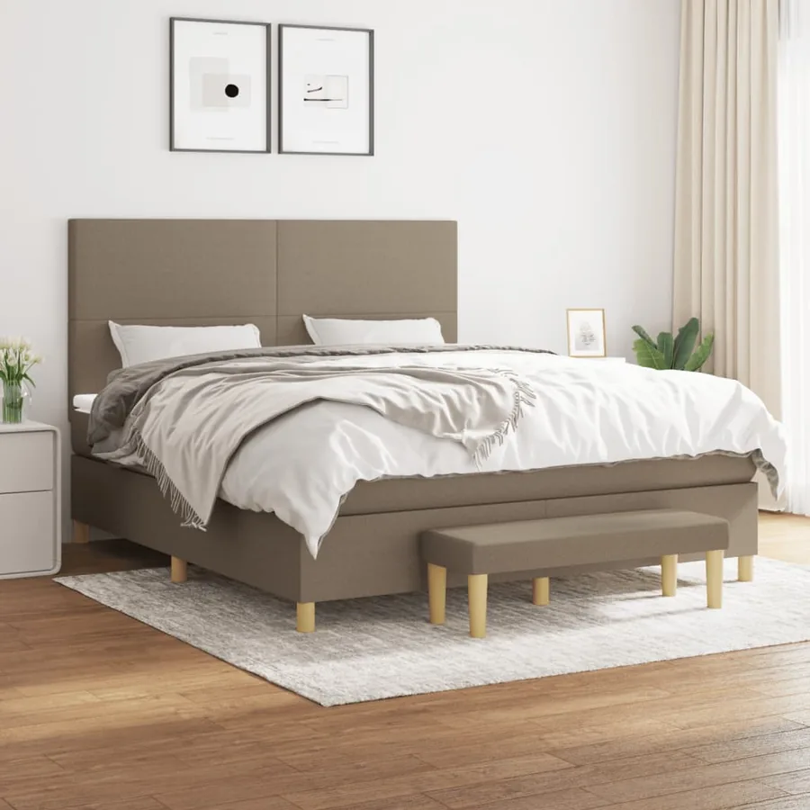Sommier à lattes de lit avec matelas Taupe 180x200 cm Tissu