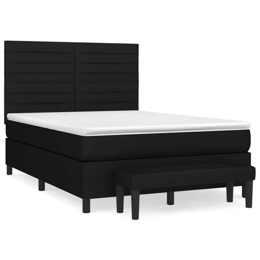 Sommier à lattes de lit avec matelas Noir 140x190 cm Tissu - 2