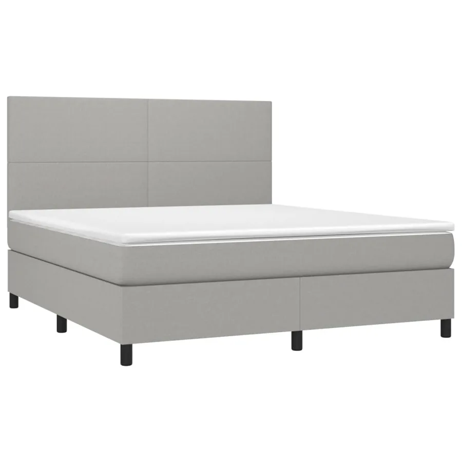 Sommier à lattes de lit et matelas et LED Gris clair 180x200 cm - 3