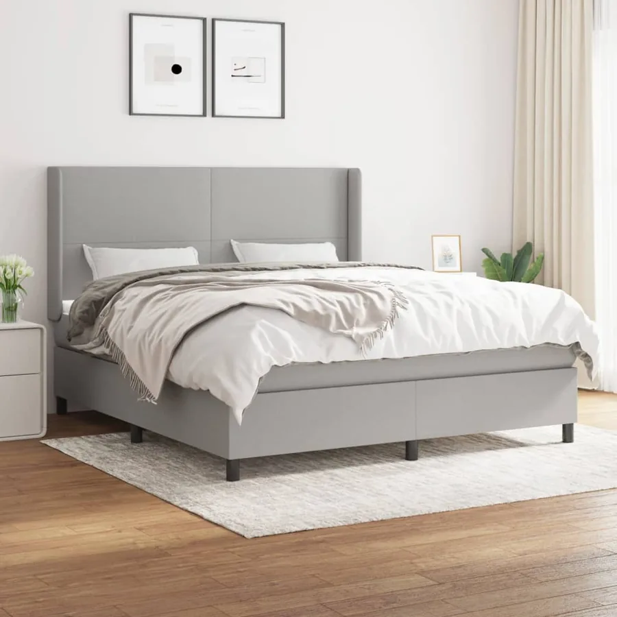 Sommier à lattes de lit avec matelas Gris clair 180x200cm Tissu