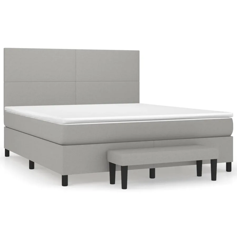 Sommier à lattes de lit avec matelas Gris clair 180x200cm Tissu - 2