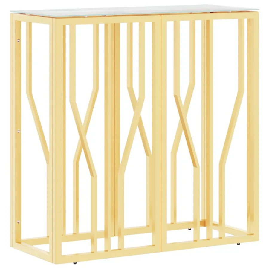 Table console doré 70x30x70 cm acier inoxydable et verre - 2