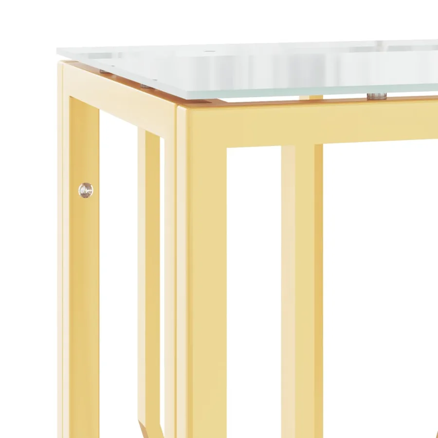 Table console doré 70x30x70 cm acier inoxydable et verre - 5