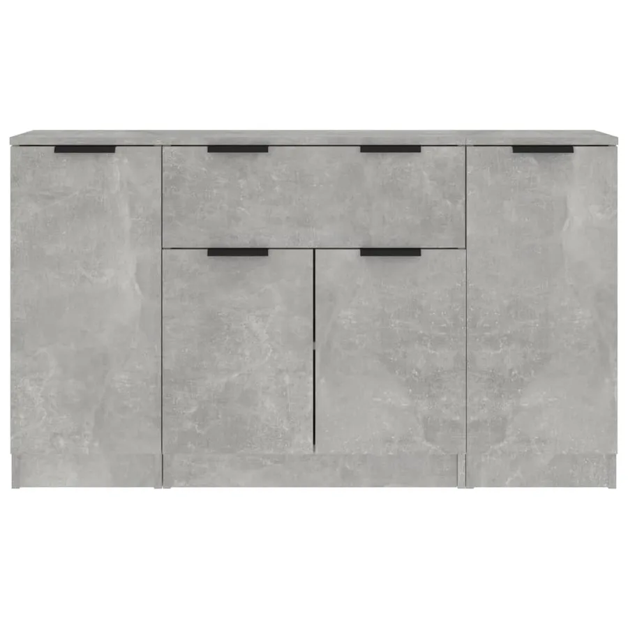 Buffets 3 pcs gris béton bois d'ingénierie - 5