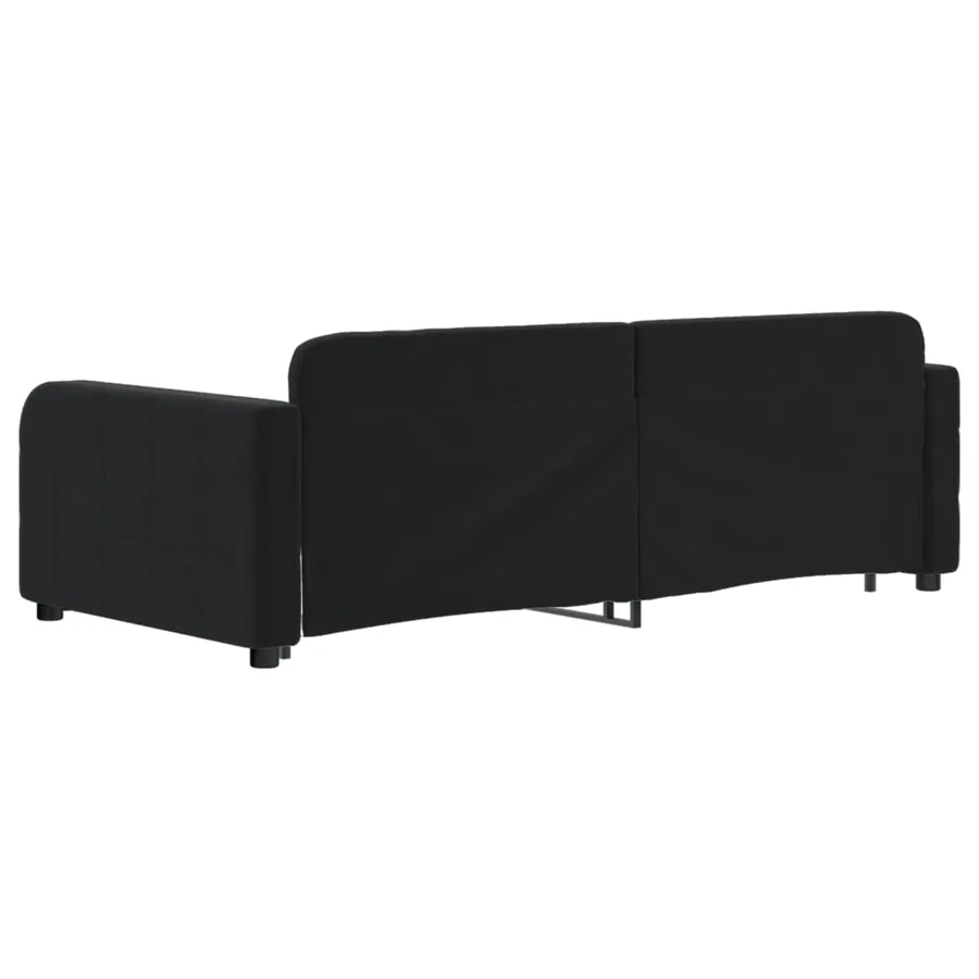 Lit de jour avec lit gigogne noir 90x190 cm velours - 5