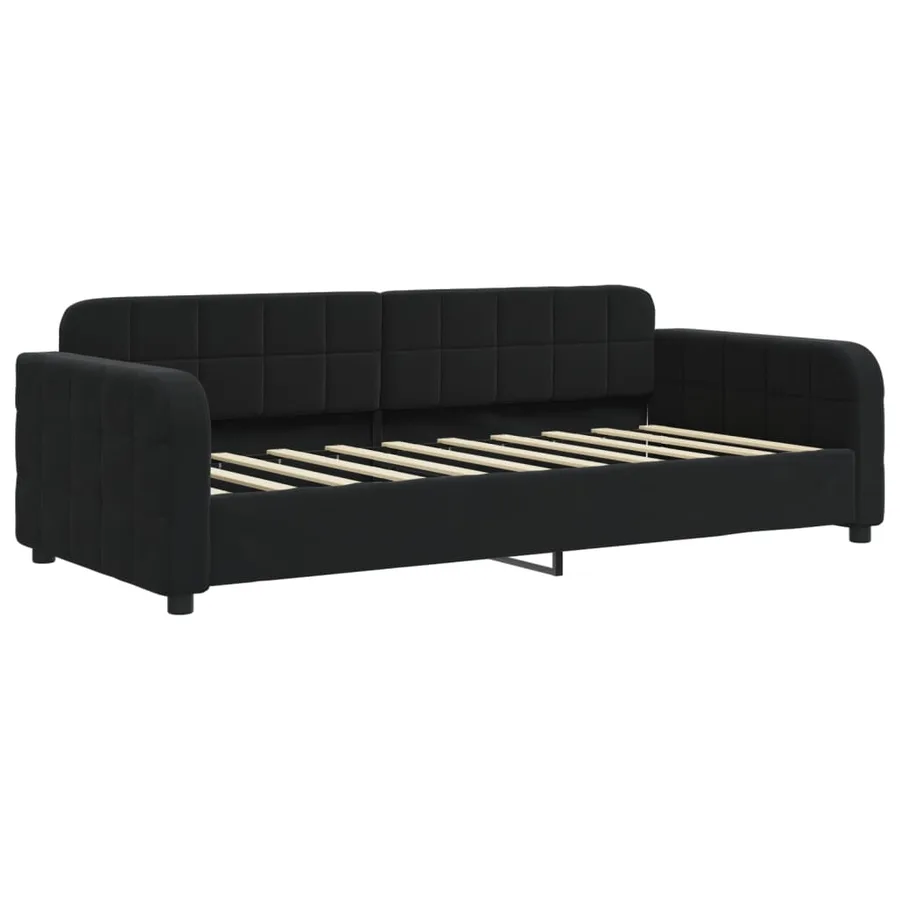 Lit de jour avec lit gigogne noir 90x190 cm velours - 6