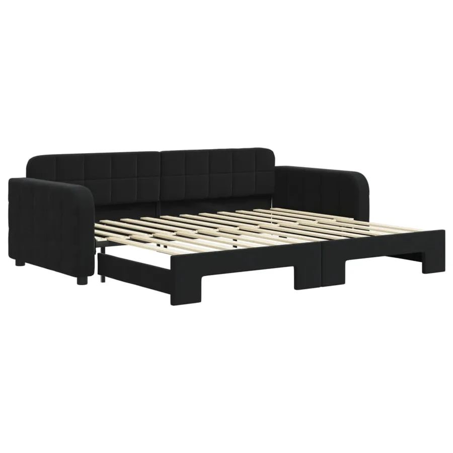 Lit de jour avec gigogne sans matelas noir 90x200 cm - 2