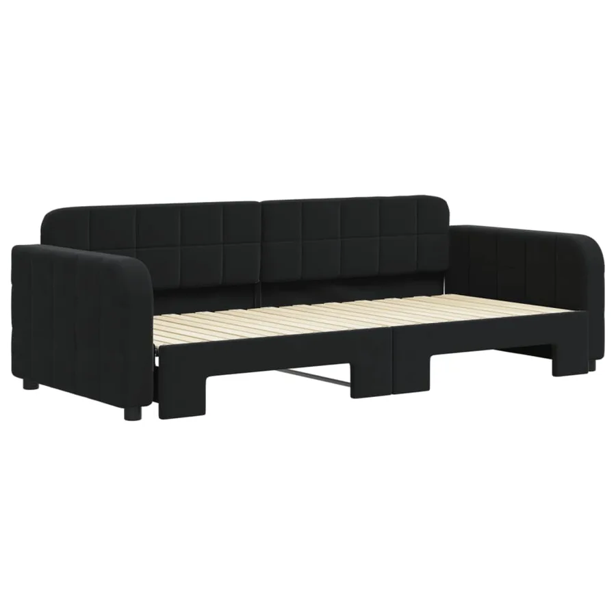 Lit de jour avec gigogne sans matelas noir 90x200 cm - 3