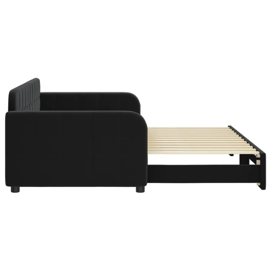 Lit de jour avec gigogne sans matelas noir 90x200 cm - 4