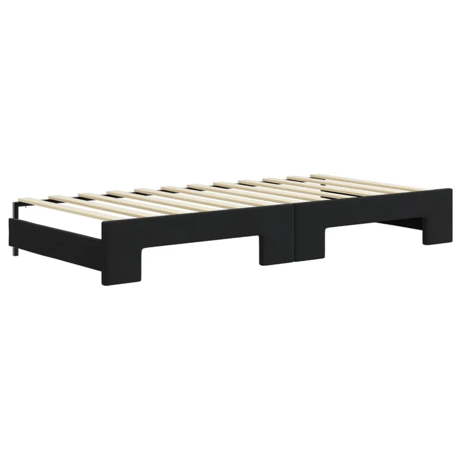 Lit de jour avec gigogne sans matelas noir 90x200 cm - 8