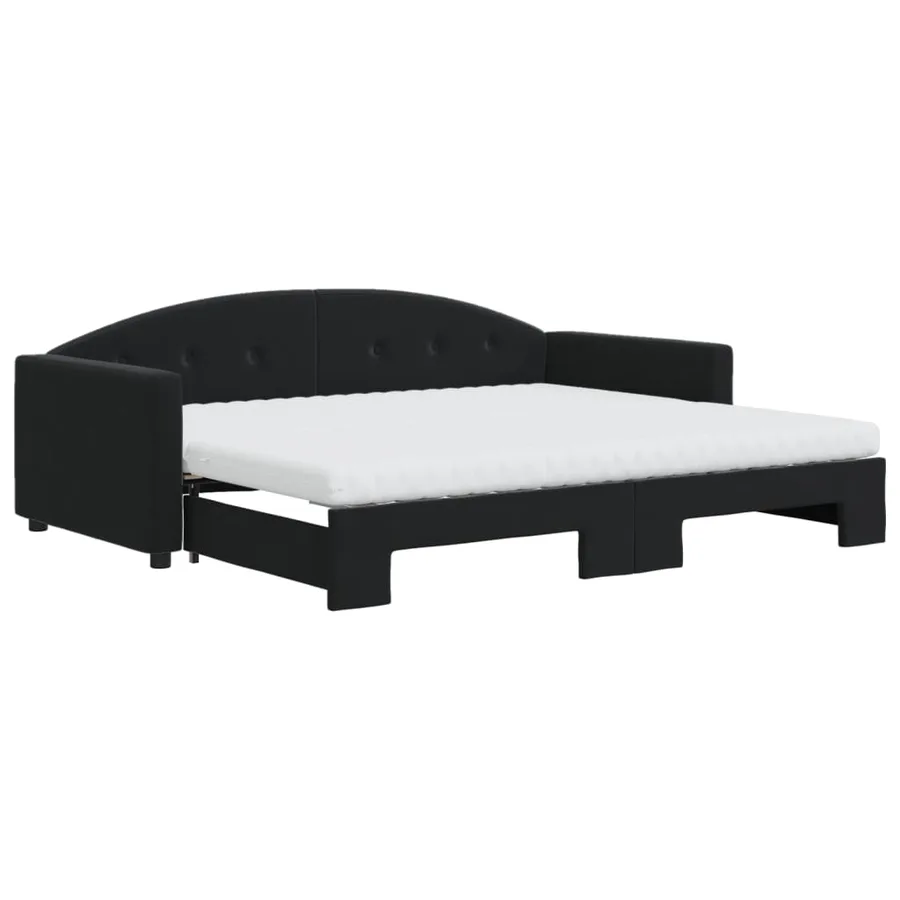 Lit de jour avec gigogne et matelas noir 90x200 cm velours - 2