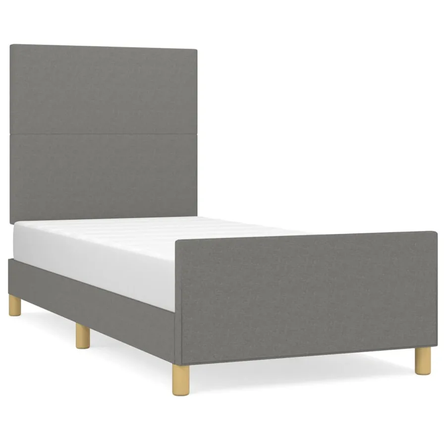 Cadre de lit sans matelas gris foncé 90x190 cm tissu - 2