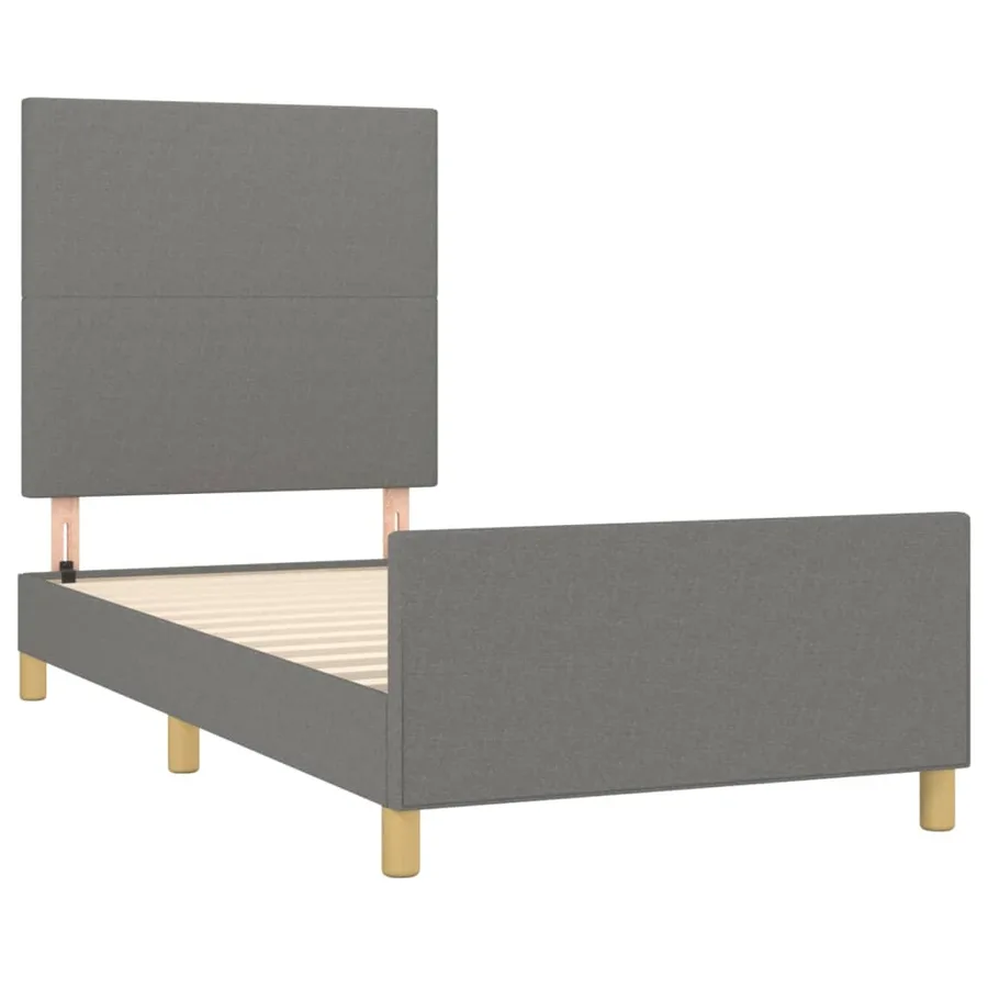 Cadre de lit sans matelas gris foncé 90x190 cm tissu - 4
