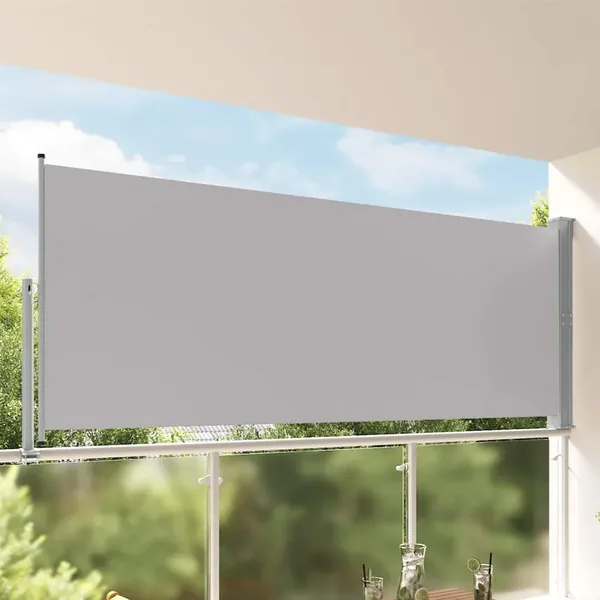 Auvent latéral rétractable de patio 140 x 300 cm Gris