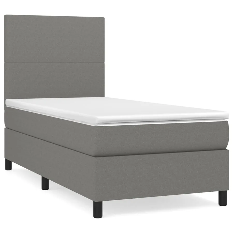 Sommier à lattes de lit avec matelas Gris foncé 90x200 cm Tissu - 2