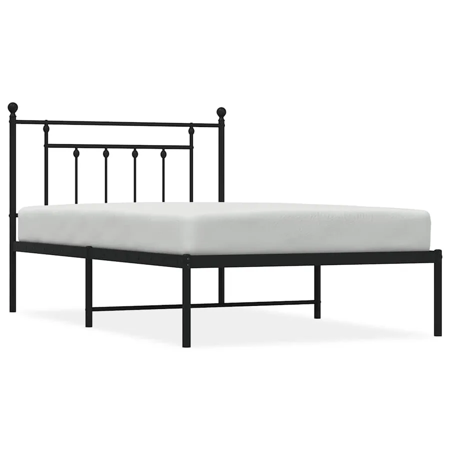 Cadre de lit métal sans matelas avec tête de lit noir 100x200cm - 2