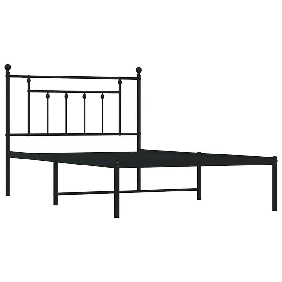 Cadre de lit métal sans matelas avec tête de lit noir 100x200cm - 3