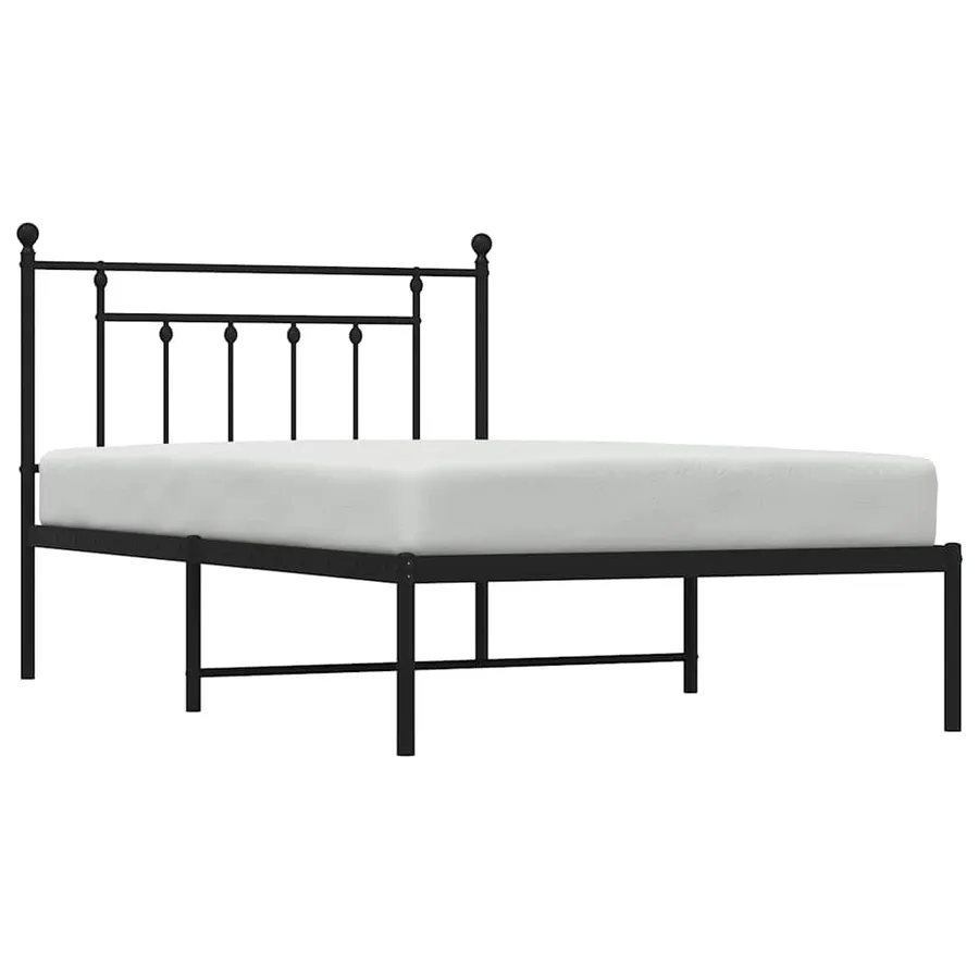 Cadre de lit métal sans matelas avec tête de lit noir 100x200cm - 5
