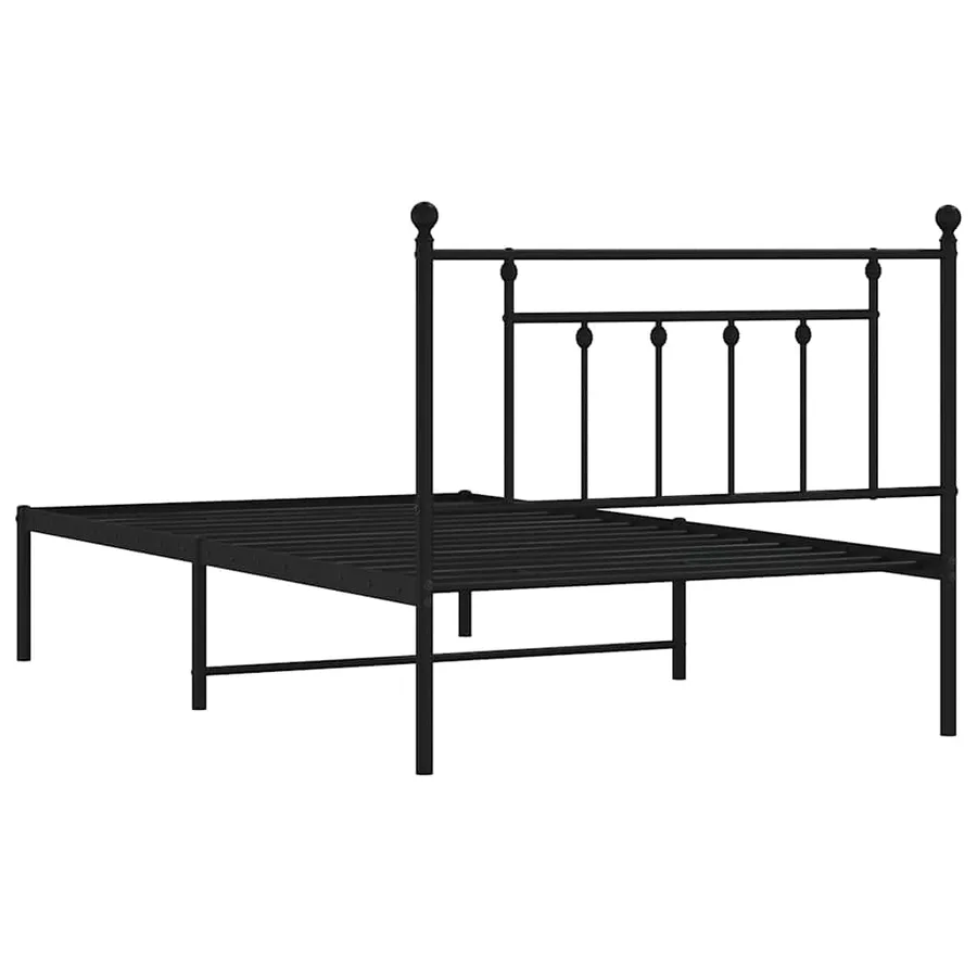 Cadre de lit métal sans matelas avec tête de lit noir 100x200cm - 8