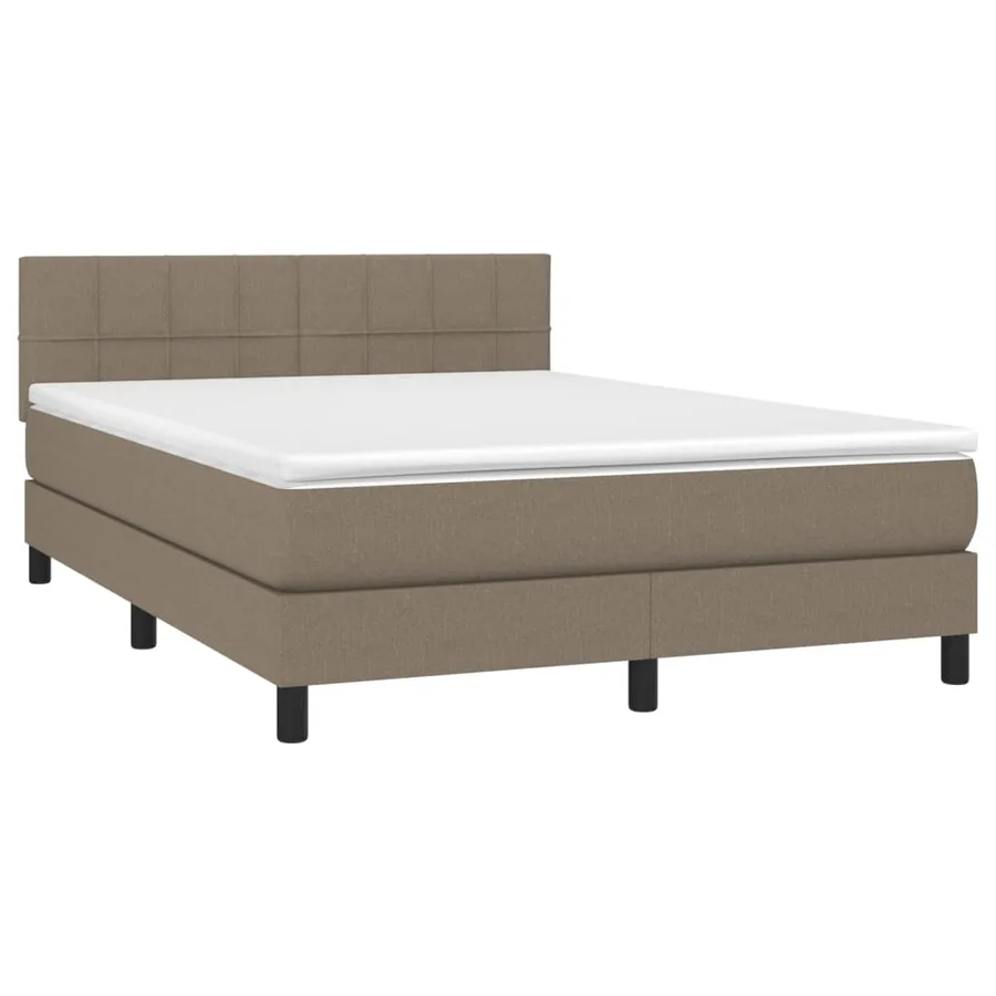 Sommier à lattes de lit avec matelas Taupe 140x190 cm Tissu - 3
