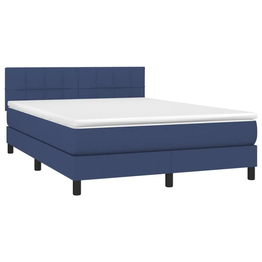 Sommier à lattes de lit avec matelas LED Bleu 140x190 cm Tissu - 3