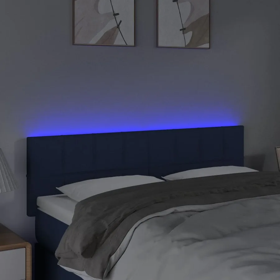 Tête de lit à LED Bleu 144x5x78/88 cm Tissu - 3