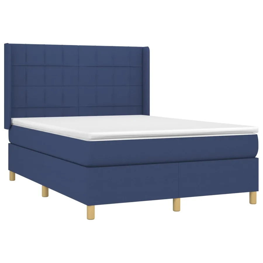 Sommier à lattes de lit avec matelas Bleu 140x200 cm Tissu - 3