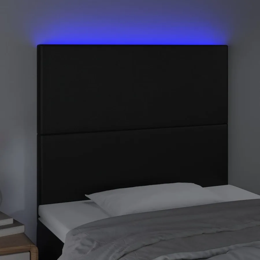 Tête de lit à LED Noir 90x5x118/128 cm Similicuir - 3