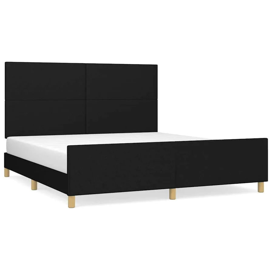 Cadre de lit sans matelas noir 180x200 cm tissu - 2