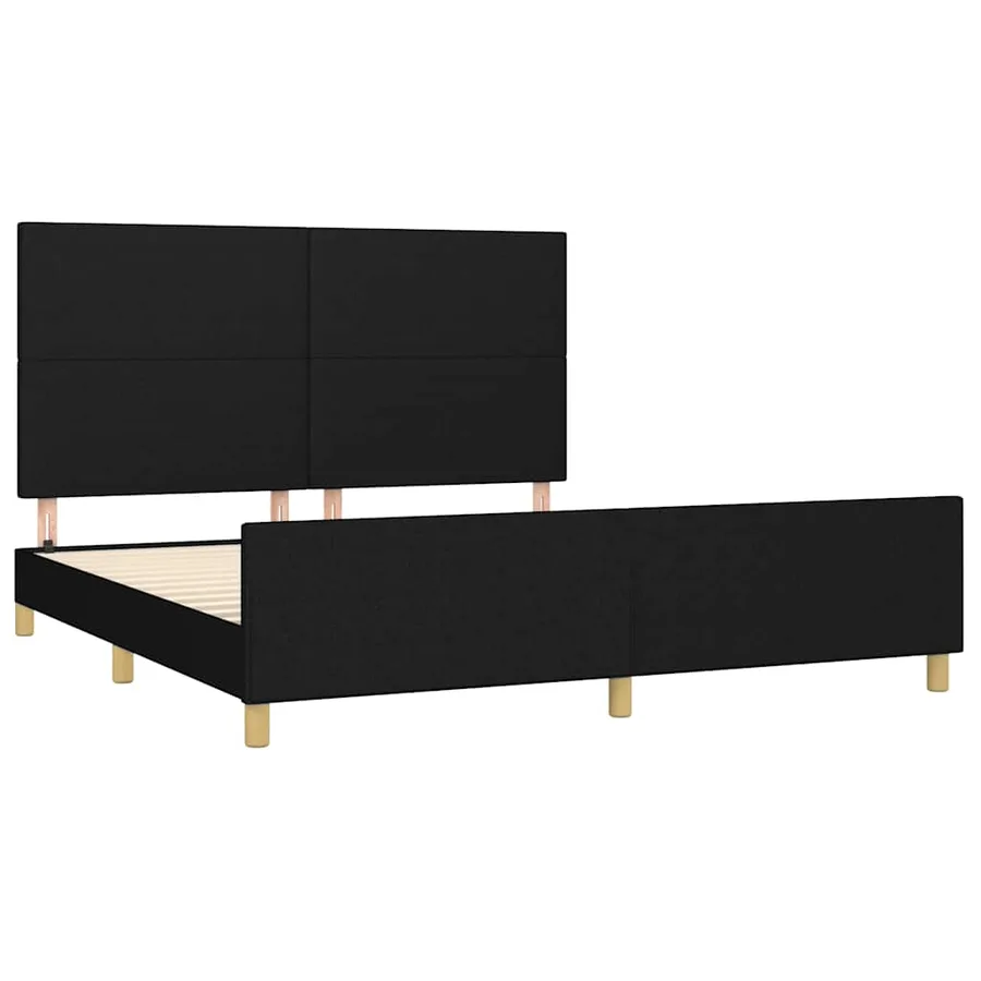 Cadre de lit sans matelas noir 180x200 cm tissu - 4